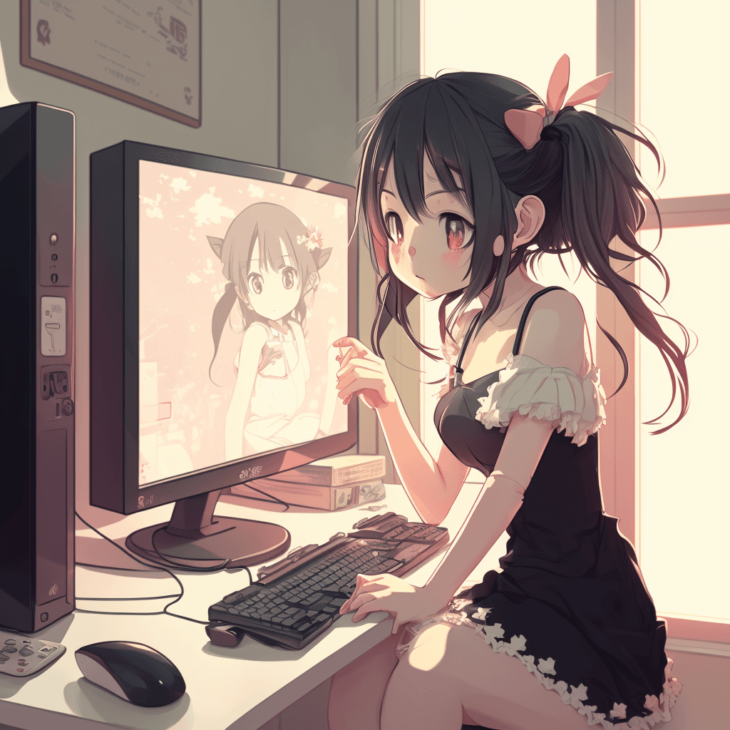 girl in front of computer