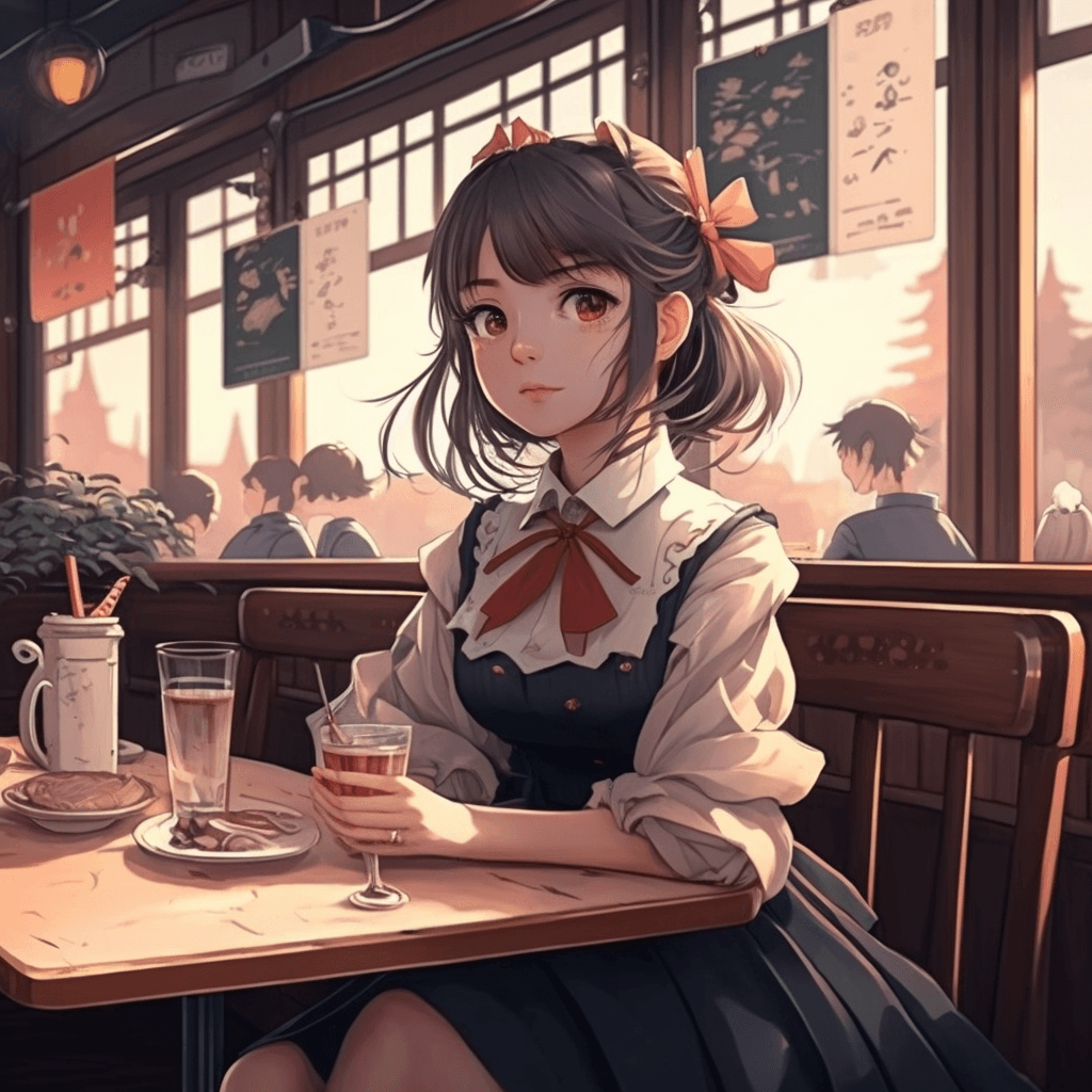 girl in cafe looking at you